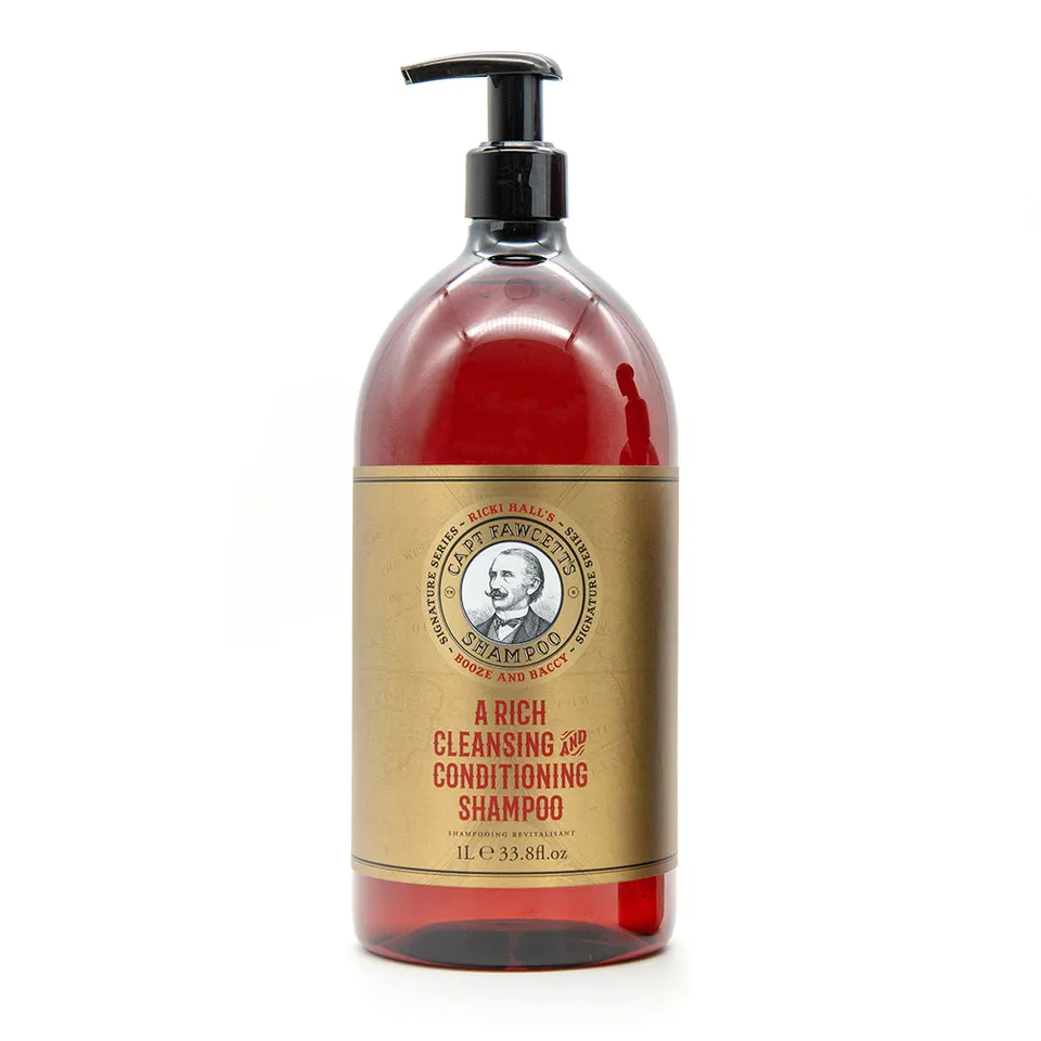 captain-fawcett-booze-baccy-shampoo-1l-shampoo-senza-solfati-con-arancia-miele-e image 1
