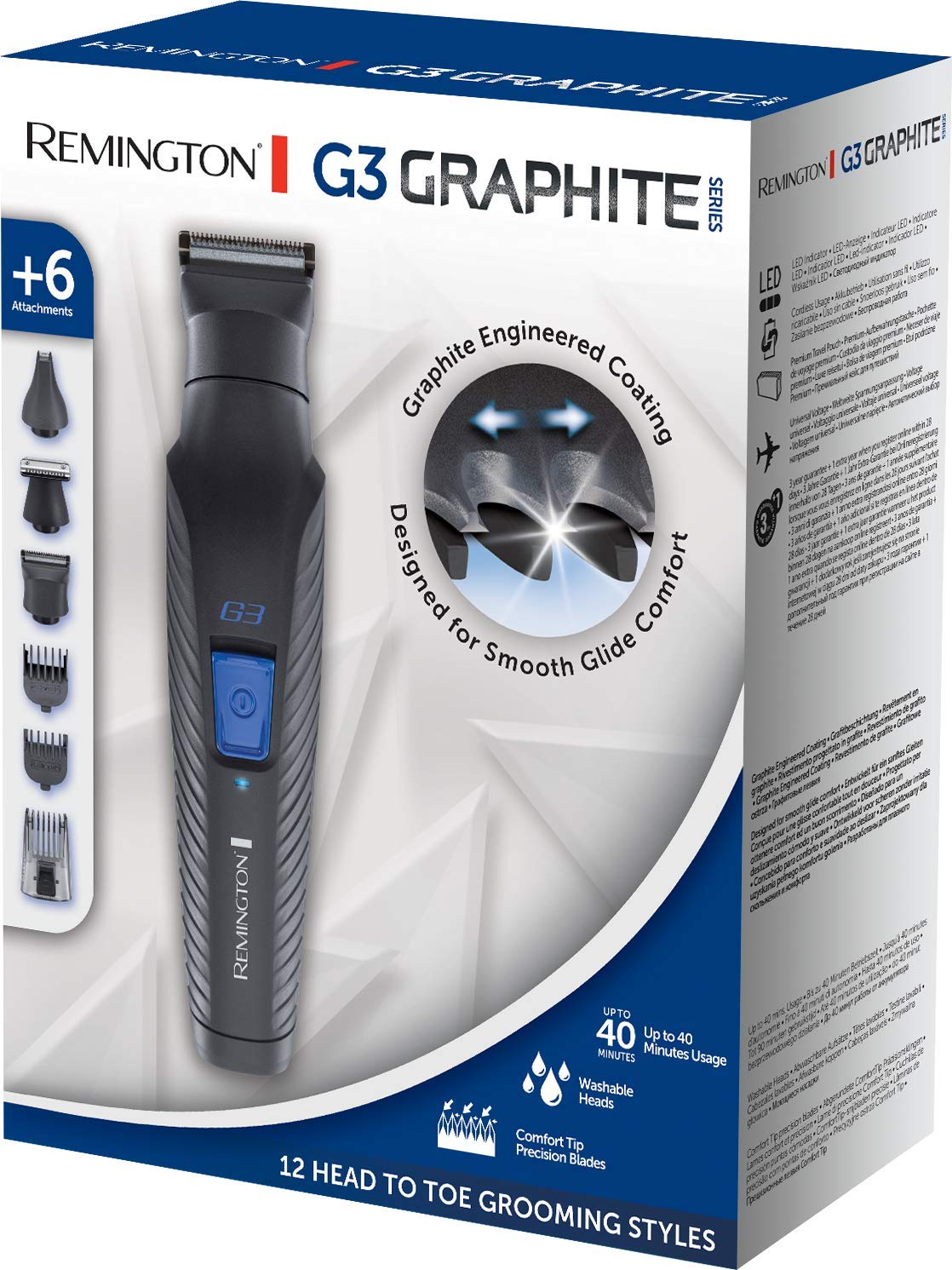 remington-multigroomer-g3-pg3000-rifinitore-viso-e-corpo-6-testine-autonomia-40- image 2