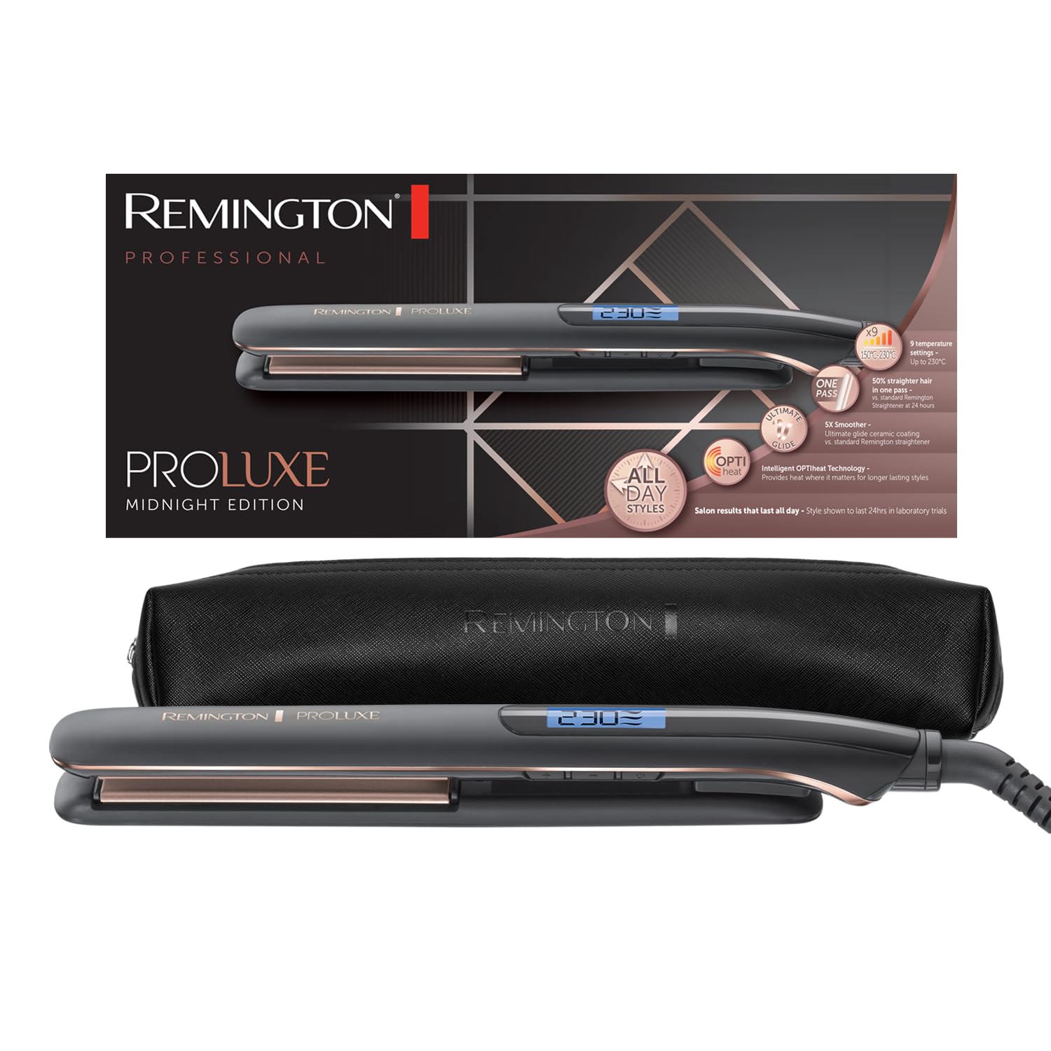 remington-s9100b-proluxe-piastra-per-capelli-ceramica-ultimate-glide-tecnologia- image 1