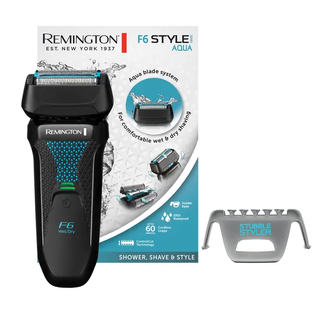remington-f6-series-aqua-f6000-rasoio-elettrico-a-lamina-utilizzo-asciutto-e-bag image 1