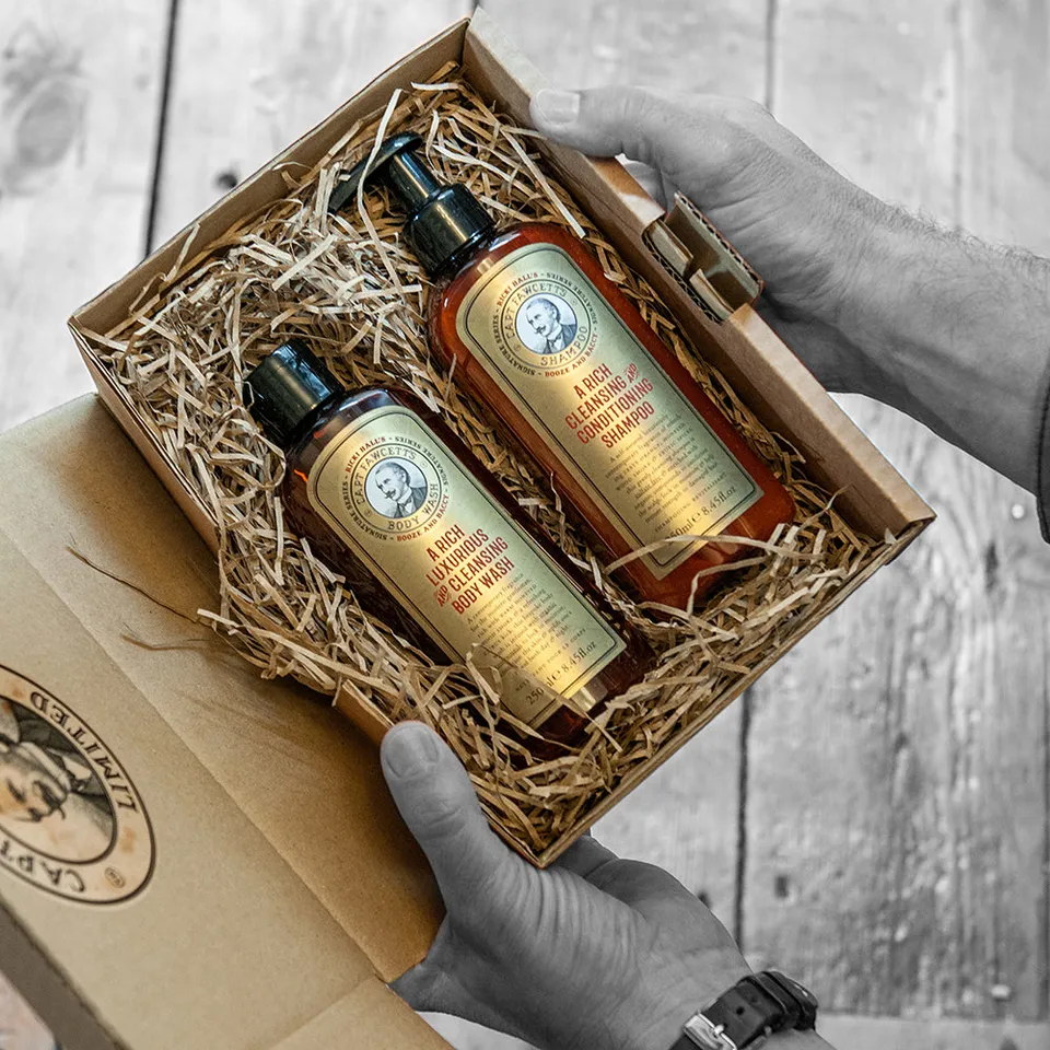 captain-fawcett-booze-baccy-hair-body-wash-set-shampoo-e-bagnoschiuma image 1