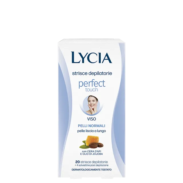 lycia-strisce-depilatorie-perfect-touch-viso-con-cera-d-api-e-olio-di-jojoba image 1