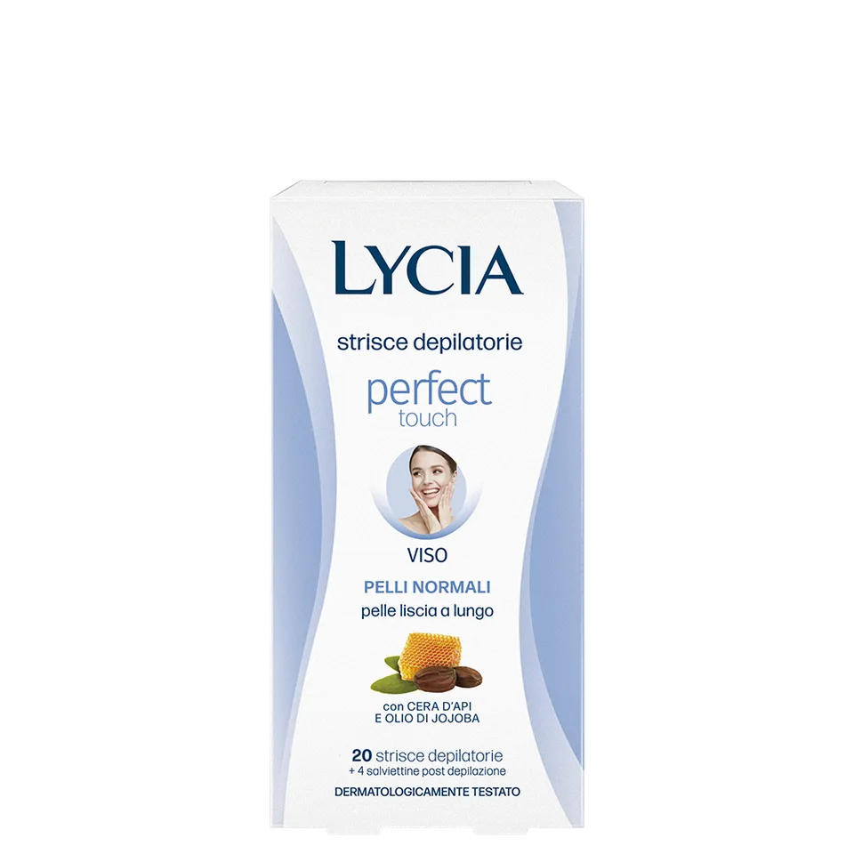 lycia-strisce-depilatorie-perfect-touch-viso-con-cera-d-api-e-olio-di-jojoba image 1