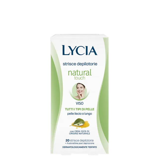 lycia-natural-touch-strisce-depilatorie-viso-con-cera-100-di-origine-naturale image 1