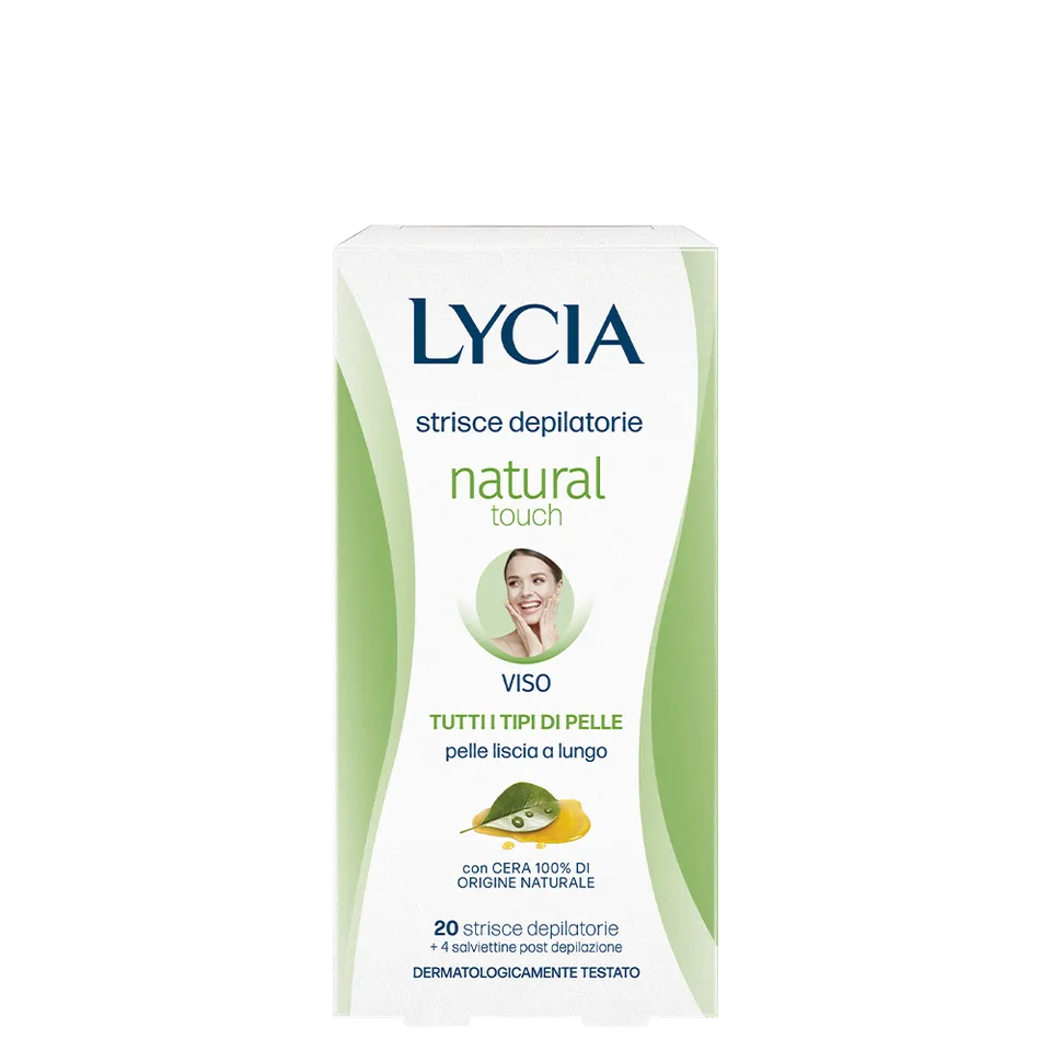 lycia-natural-touch-strisce-depilatorie-viso-con-cera-100-di-origine-naturale image 1