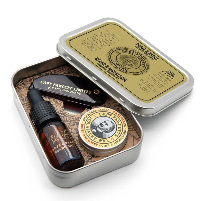 captain-fawcett-booze-baccy-grooming-survival-kit-kit-da-viaggio-con-olio-per-ba image 1