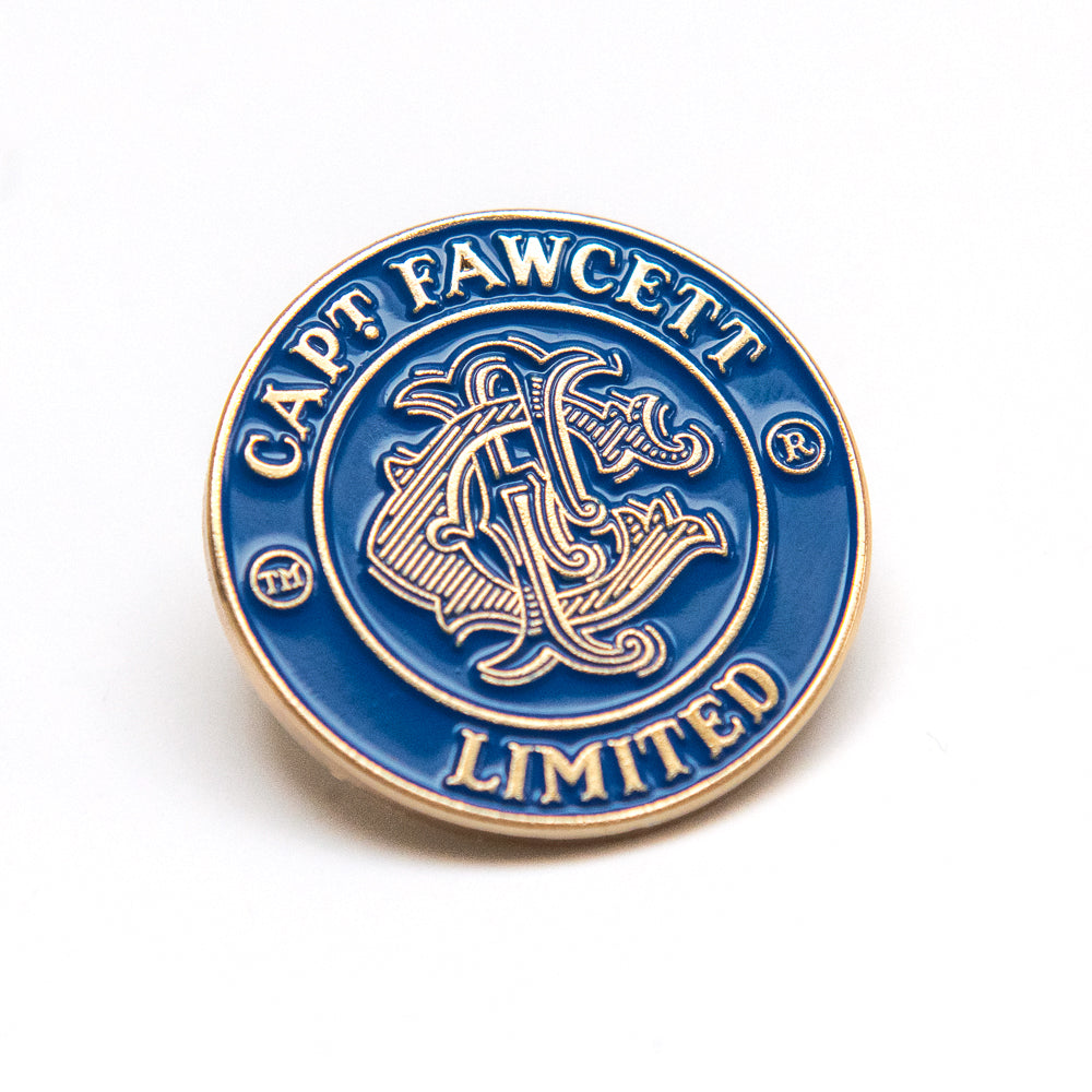 captain-fawcett-stove-enamel-badge-spilla-smaltata-mallard-blu-lner-e-oro image 1