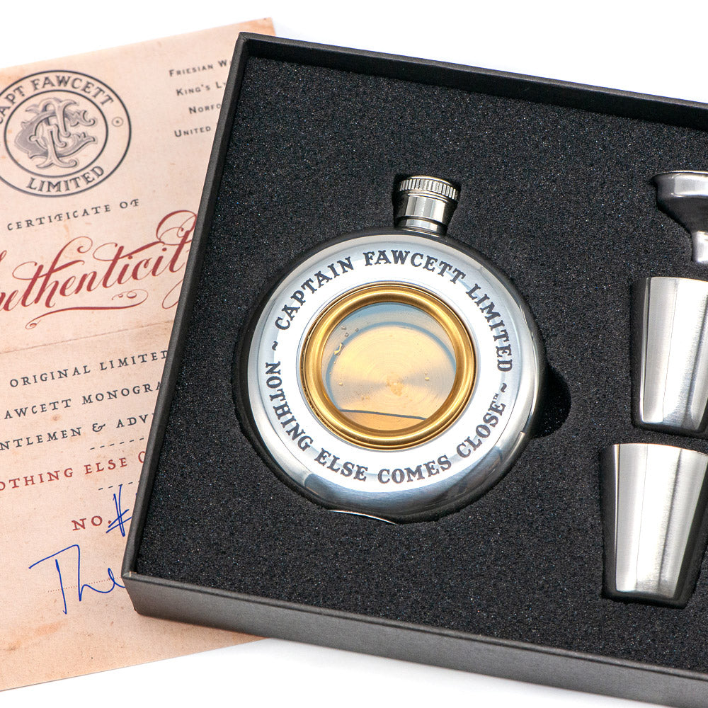 captain-fawcett-limited-edition-stainless-steel-hip-flask-2025 image 3